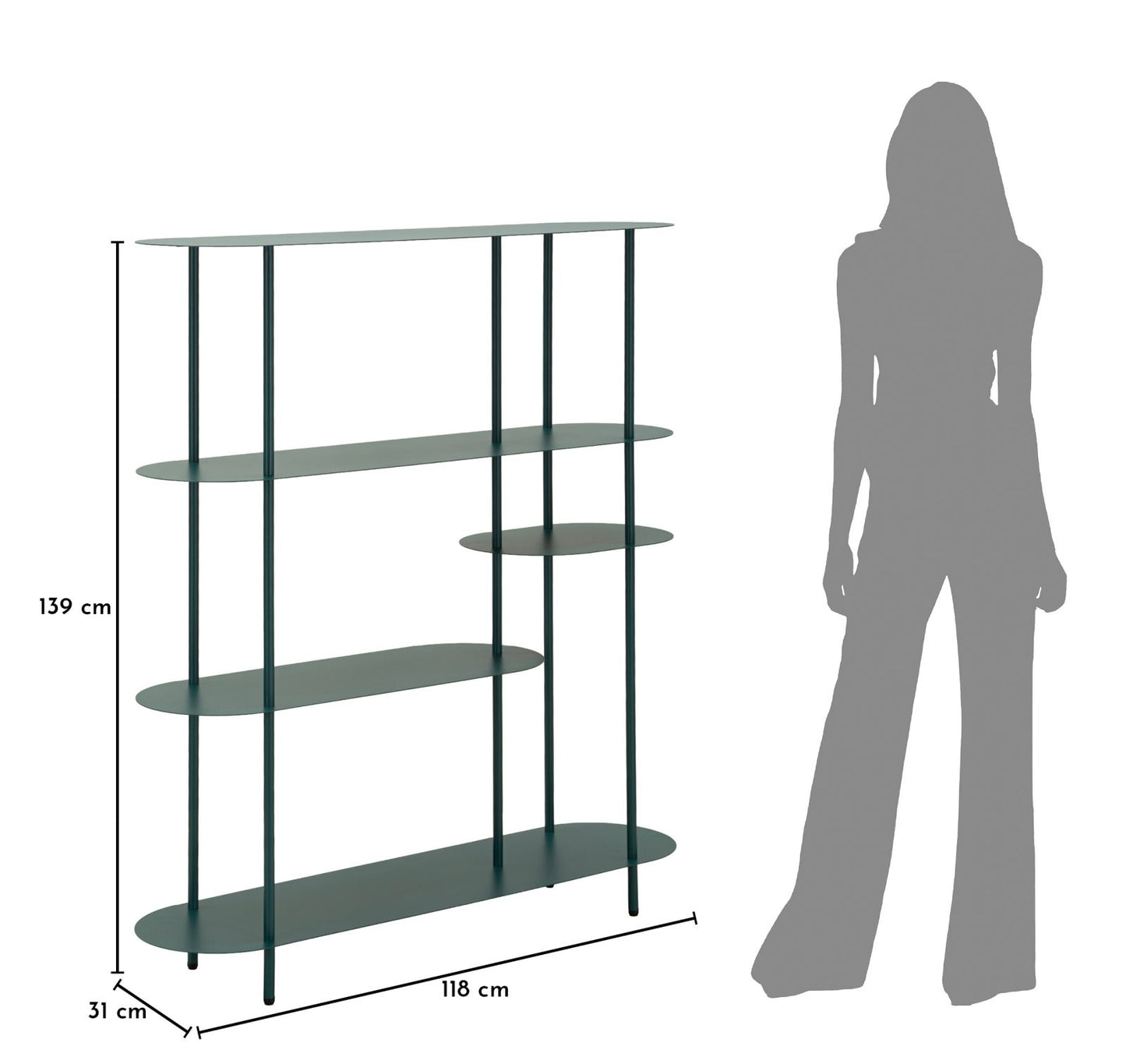 Boekenkast Saturn Book Shelf Dove Tealcm 118x31x139