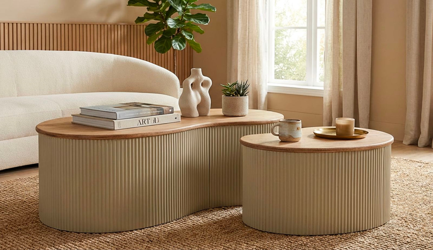 Salontafel Frankfurt Coffee Table White Set 2 Pcs 87×53×32 cm