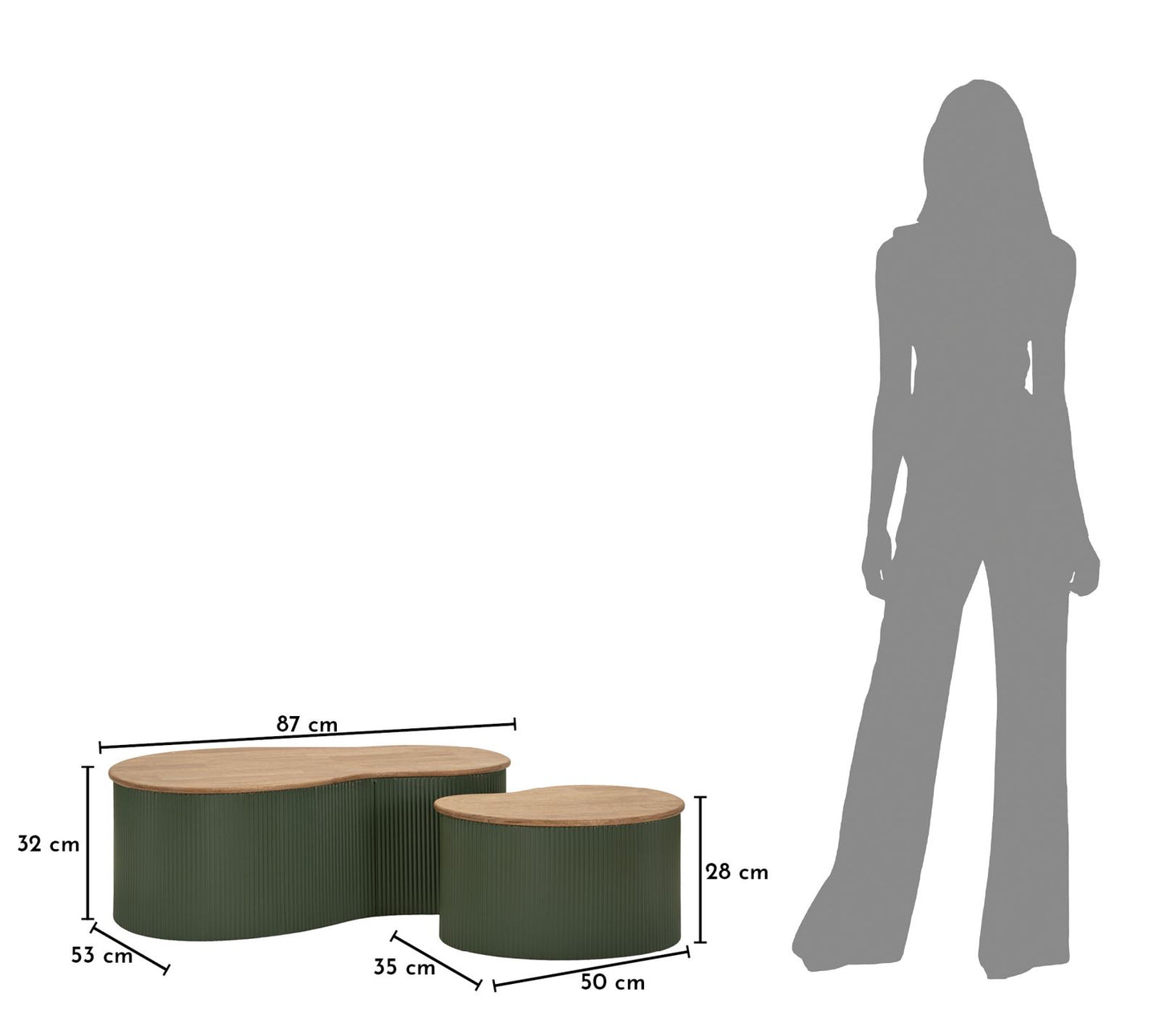 Salontafel Frankfurt Coffee Table Green Set 2 Pcs 87×53×32 cm