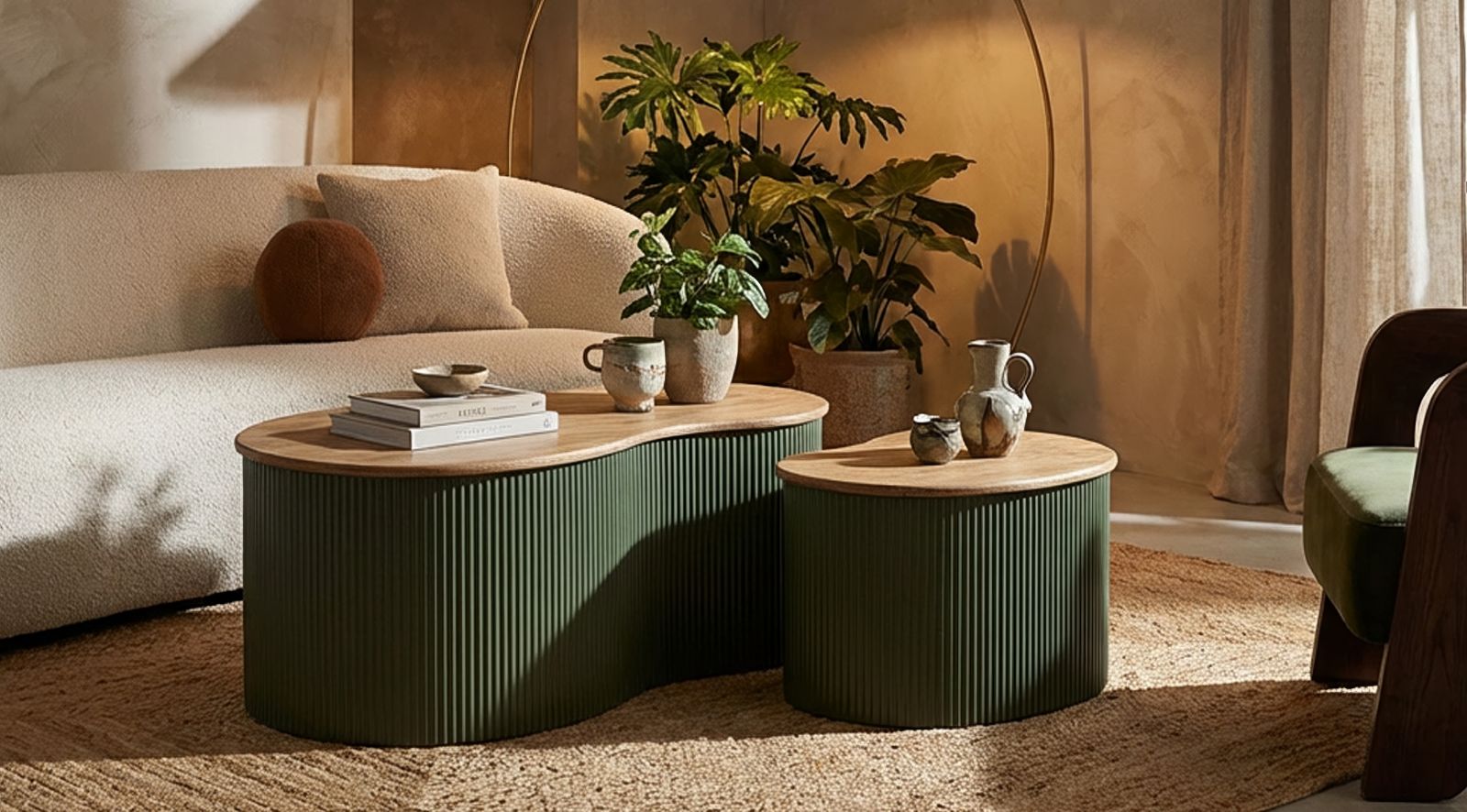 Salontafel Frankfurt Coffee Table Green Set 2 Pcs 87×53×32 cm