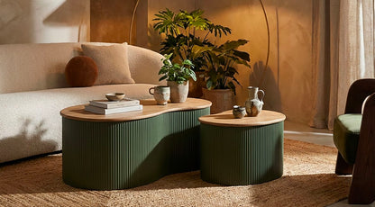 Salontafel Frankfurt Coffee Table Green Set 2 Pcs 87×53×32 cm