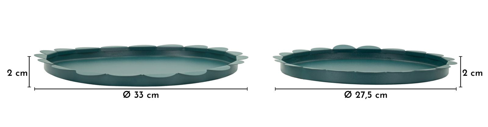 Dienblad Saturn Tray Round Teal Set 2 Pcs Ø 33×2 cm