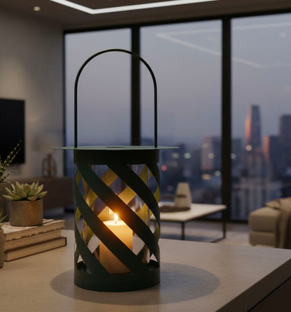 Lantaarn Twist Saturn Lantern Teal Ø 23×43 cm