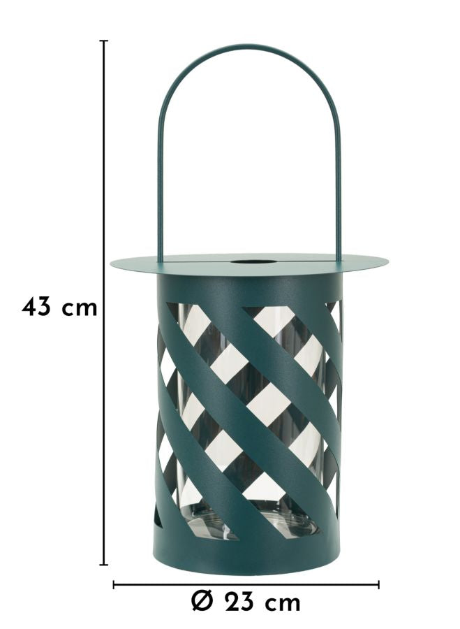 Lantaarn Twist Saturn Lantern Teal Ø 23×43 cm