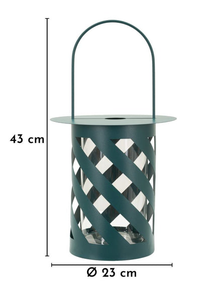 Lantaarn Twist Saturn Lantern Teal Ø 23×43 cm