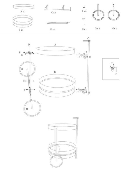 Barwagen Saturn Bar Cart Dove Teal 40×49,5×61 cm