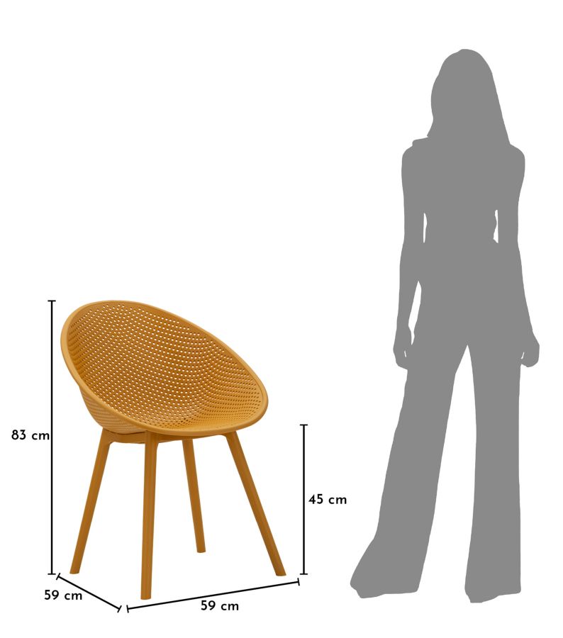 Stoel Ibiza Mustard Chair Set 2 Pcs 59×59×83 cm
