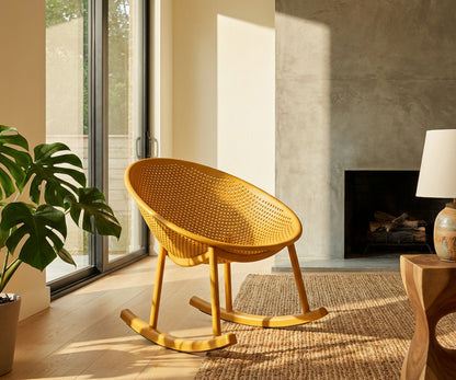 Stoel Ibiza Mustard Roching Chair 66×88×80 cm