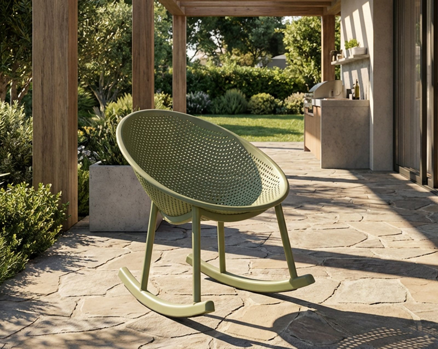 Stoel Ibiza Green Roching Chaircm 66x88x80