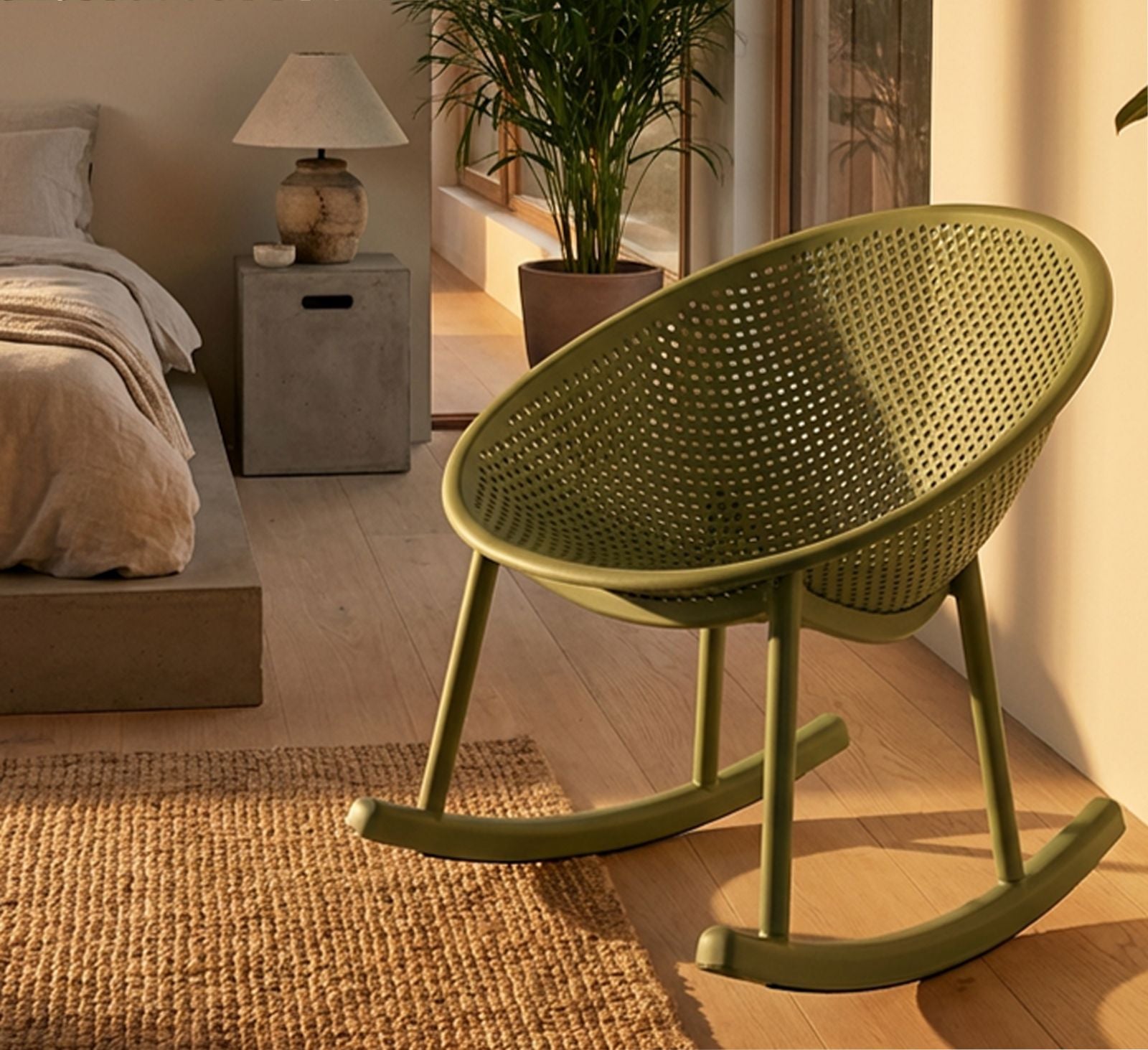 Stoel Ibiza Green Roching Chaircm 66x88x80