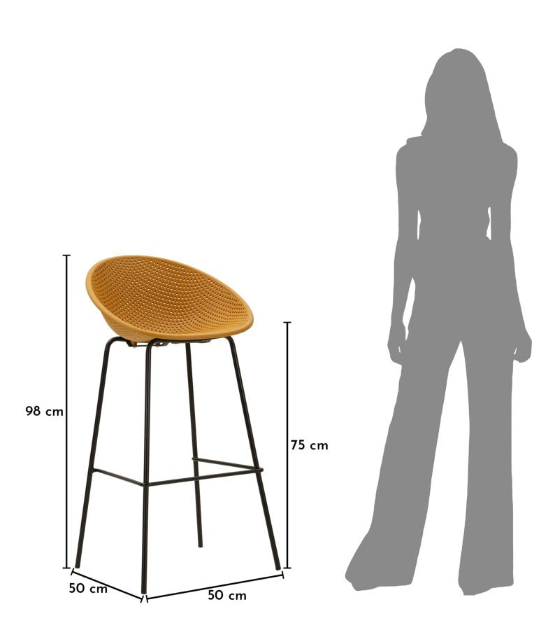Barkruk Ibiza Mustard Bar Stool Set 2 Pcs 50×50×98 cm