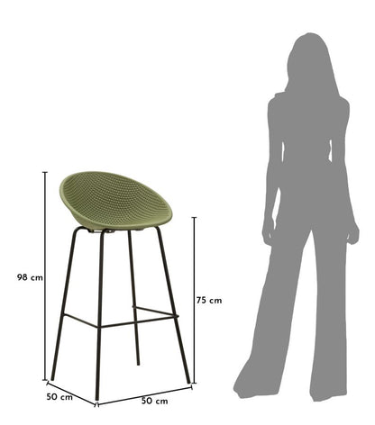Barkruk Ibiza Green Bar Stool Set 2 Pcs 50×50×98 cm