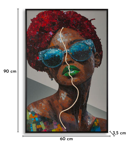 Schilderij On Canvas With Led Afro 60×3,5×90 cm