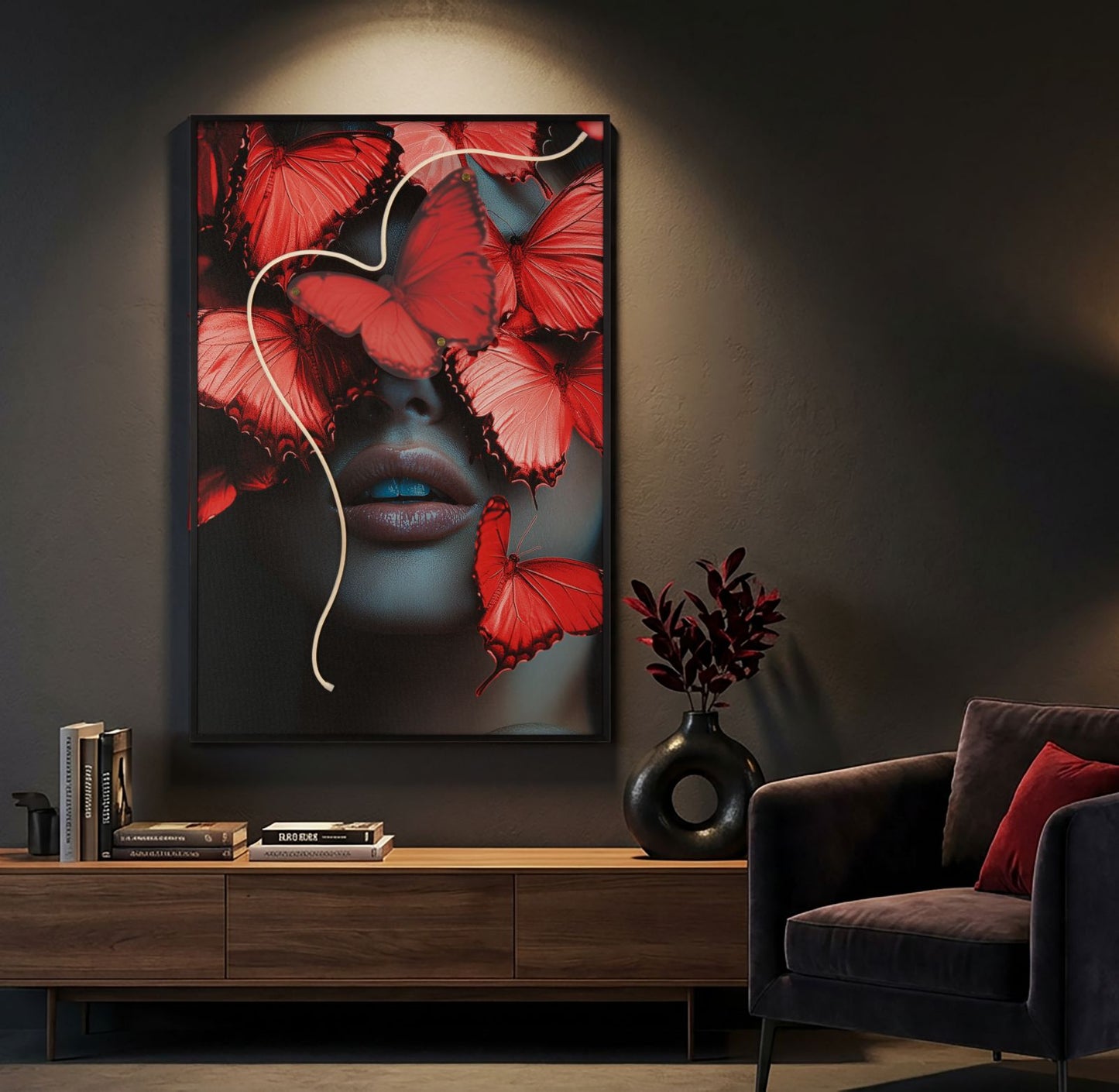 Schilderij On Canvas With Led Butterflies 60×3,5×90 cm