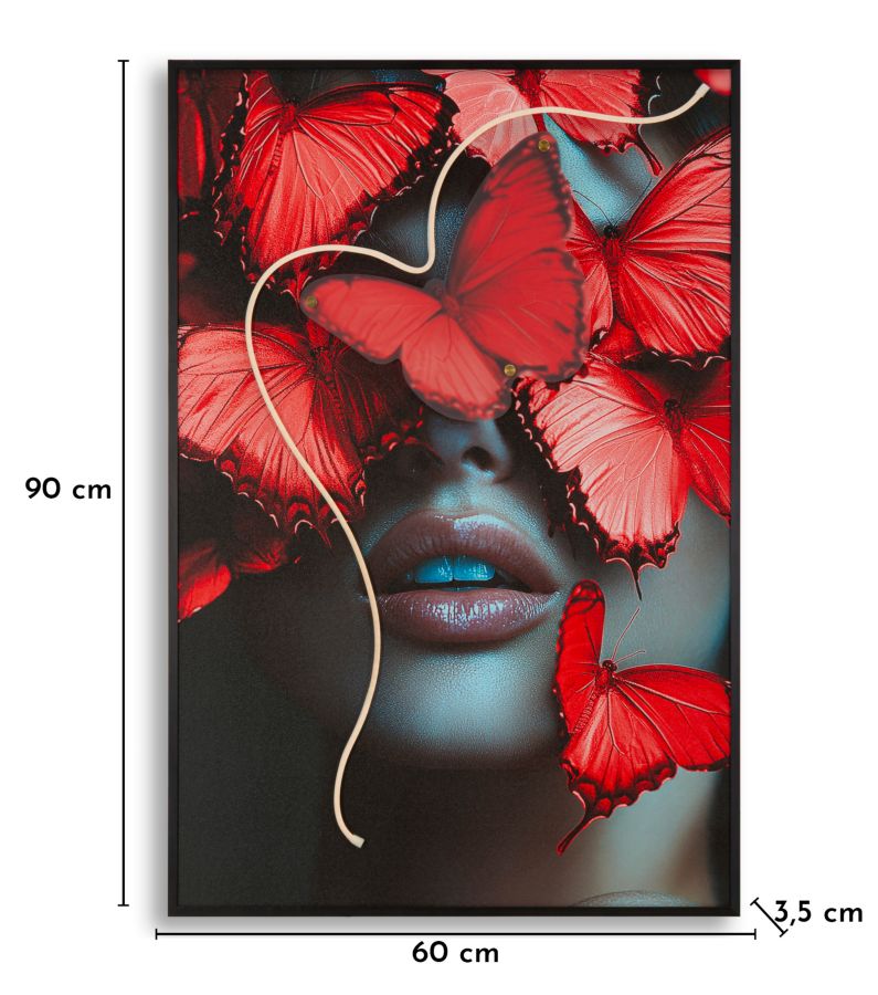 Schilderij On Canvas With Led Butterflies 60×3,5×90 cm