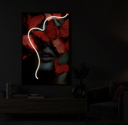 Schilderij On Canvas With Led Butterflies 60×3,5×90 cm