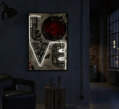 Schilderij On Canvas With Led Love 60×3,5×90 cm