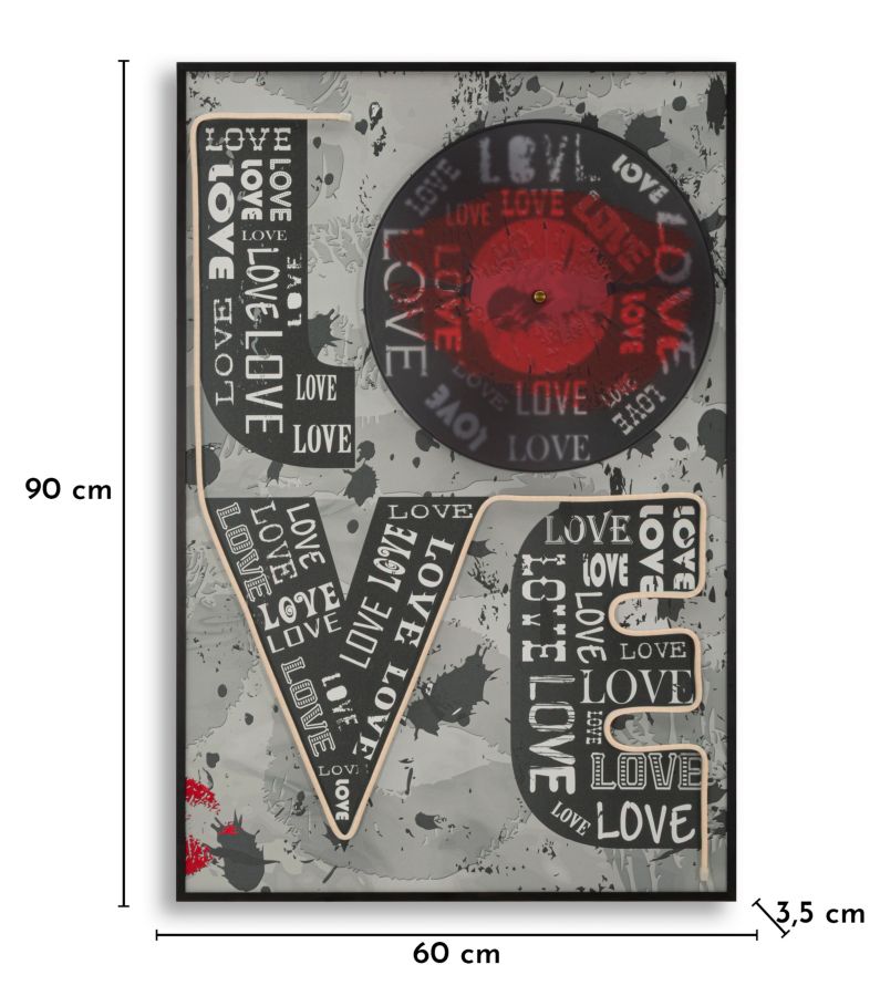 Schilderij On Canvas With Led Love 60×3,5×90 cm