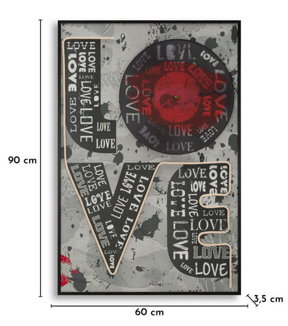 Schilderij On Canvas With Led Love 60×3,5×90 cm