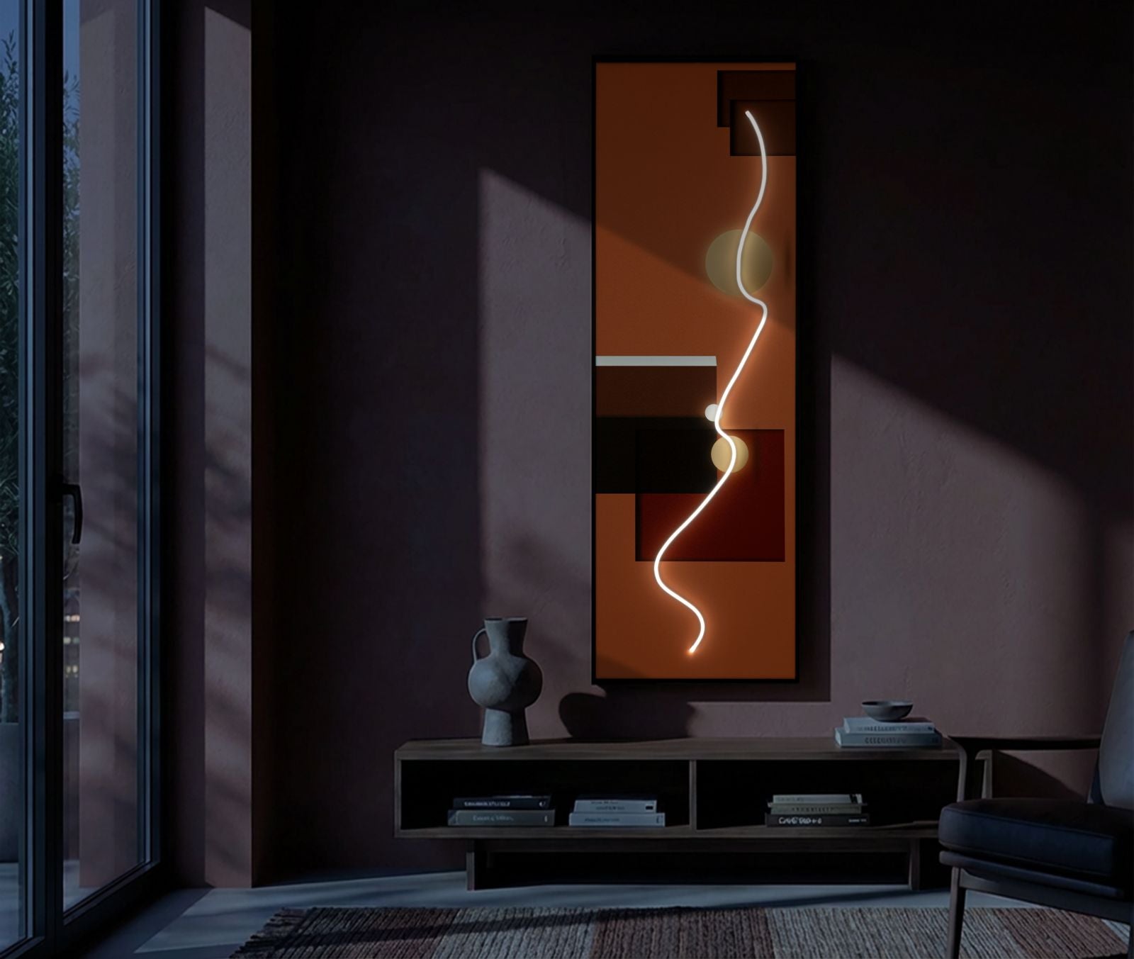 Schilderij On Canvas With Led Abstract 150×3,5×50 cm
