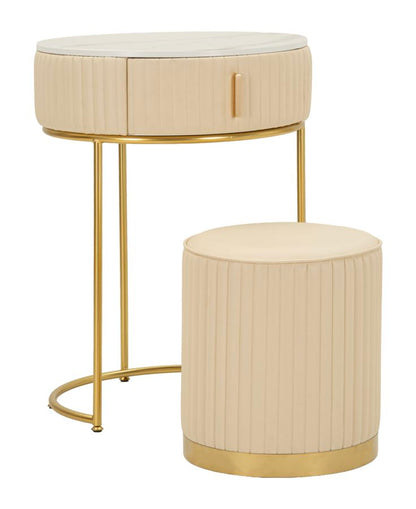 Nachtkastje Bed Side/dressing Table With Pouf Pok Ø 52×70 cm