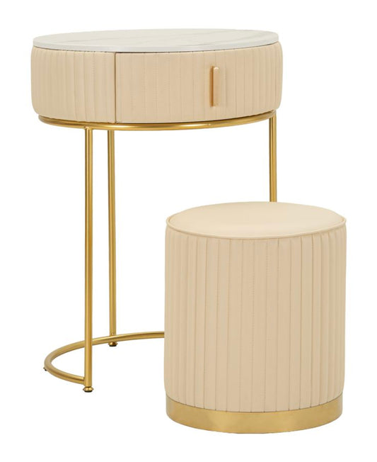 Nachtkastje Bed Side/dressing Table With Pouf Pok Ø 52×70 cm