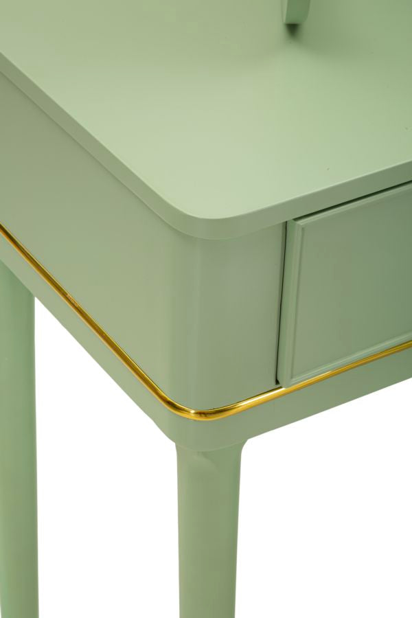 Kaptafel Camille Dressin Table With Mirror & Stool Green 120×37×79 cm