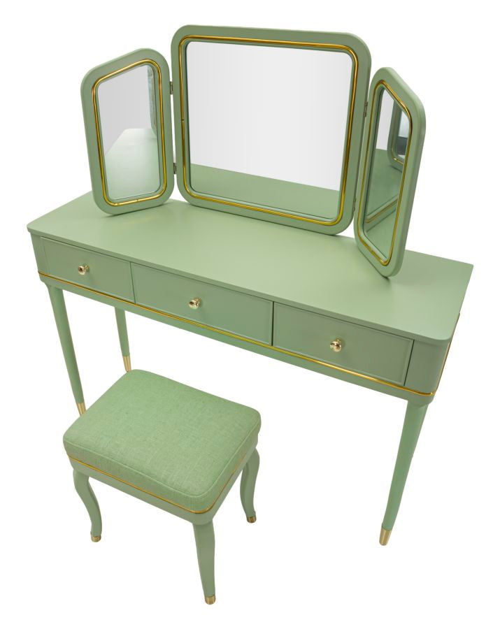 Kaptafel Camille Dressin Table With Mirror & Stool Green 120×37×79 cm