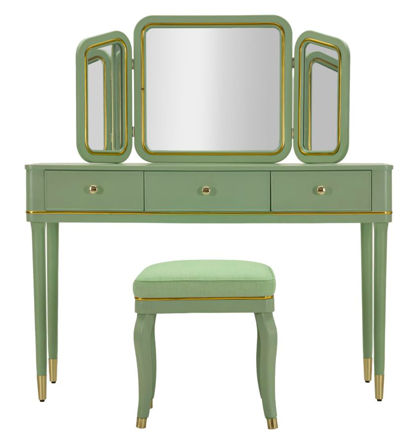 Kaptafel Camille Dressin Table With Mirror & Stool Green 120×37×79 cm