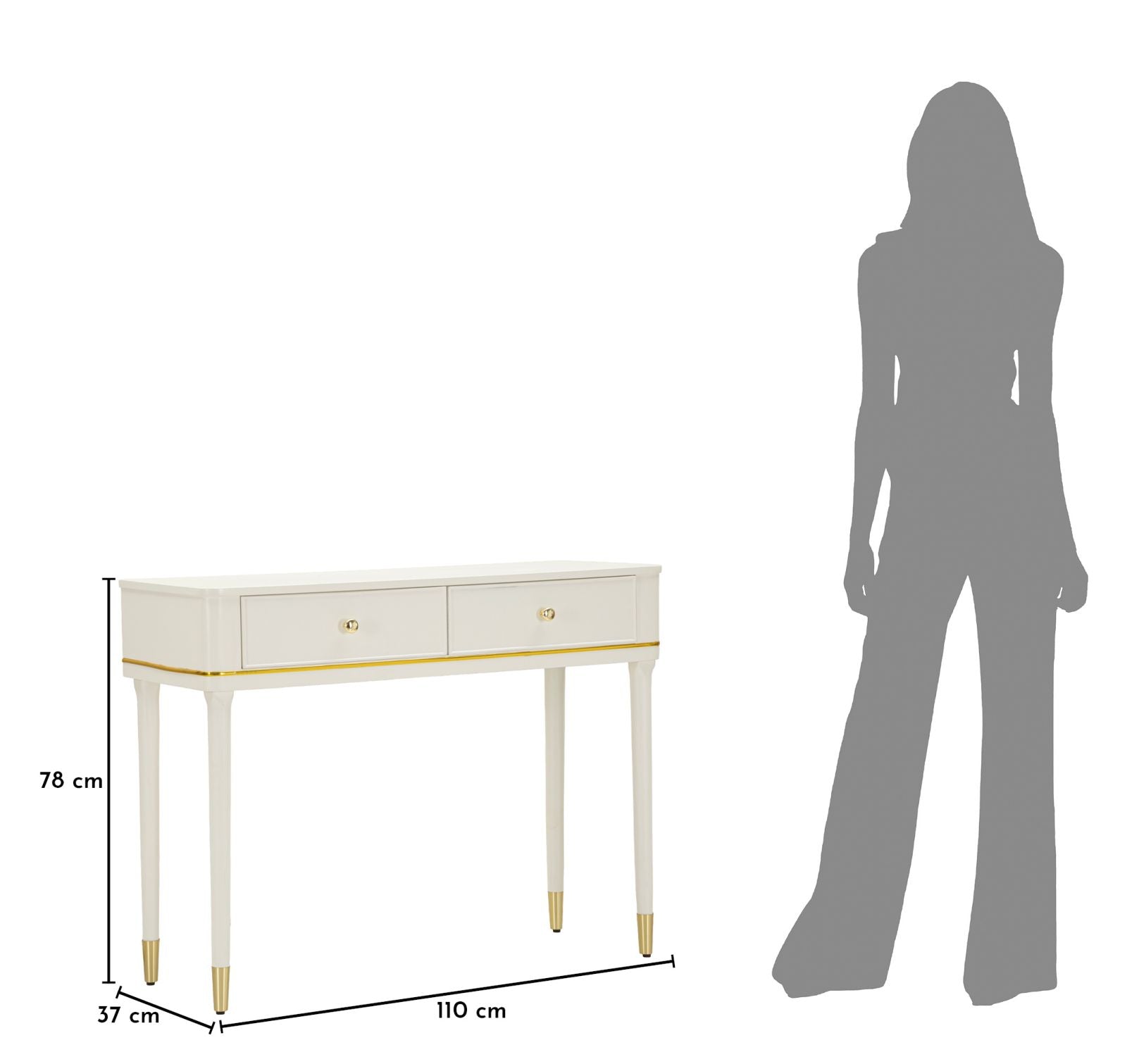 Consoletafel Camille Console White 101×37×78 cm