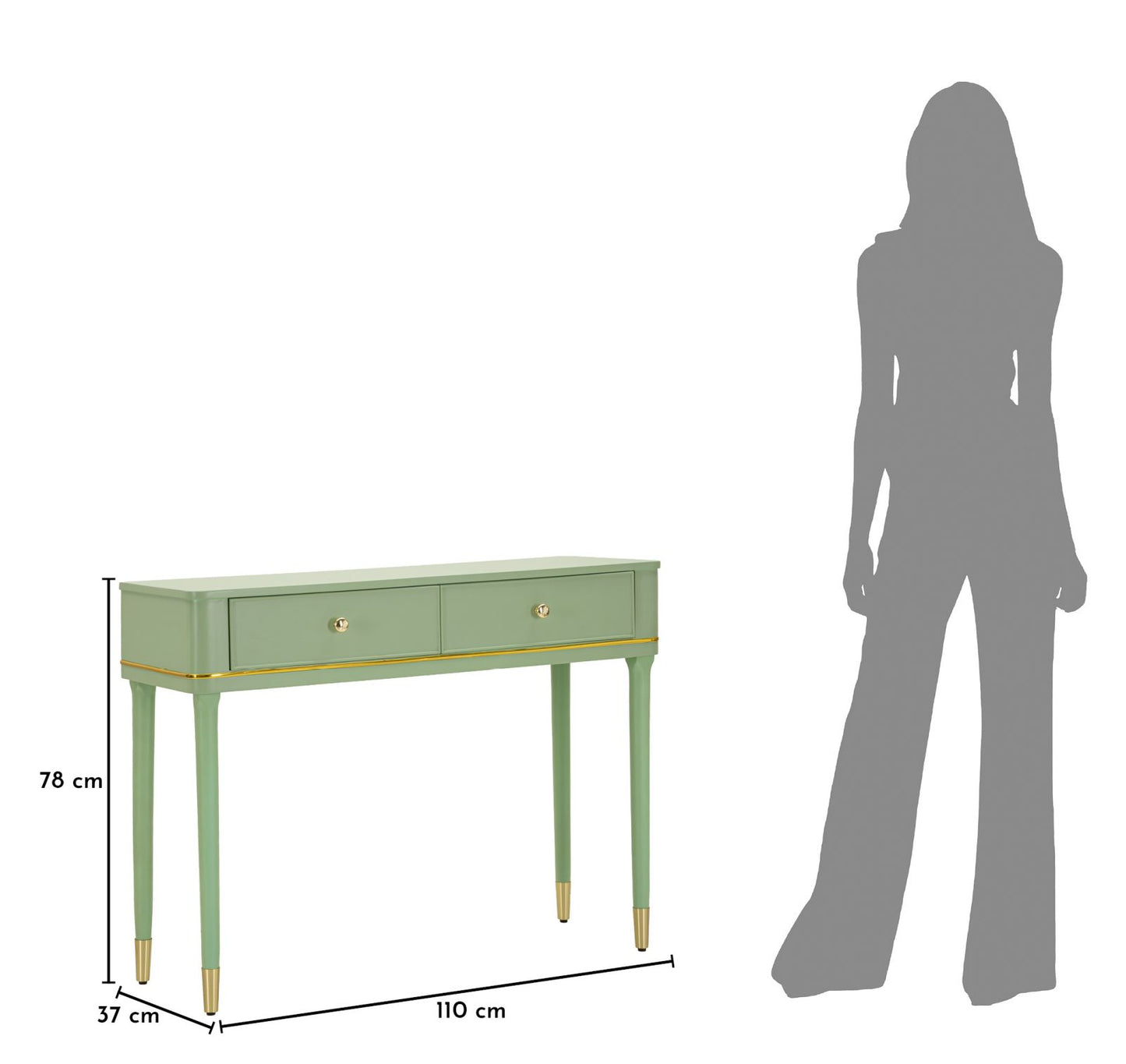 Consoletafel Camille Console Green 101×37×78 cm