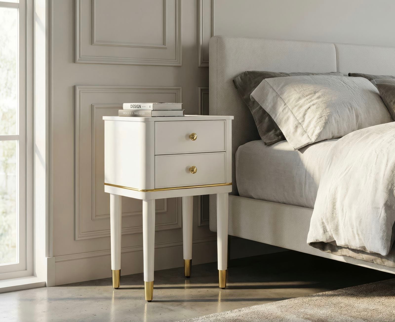 Nachtkastje Camille Bedside White 40×30×71 cm
