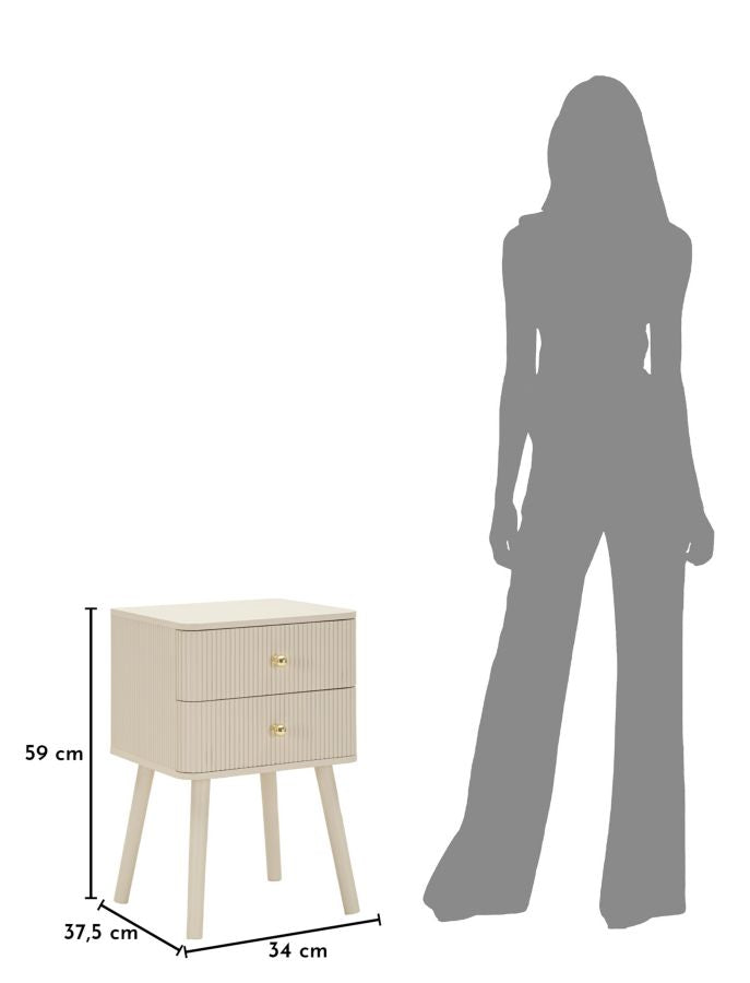Nachtkastje Shy Bedside 2 Drawers 34×37,5×59 cm
