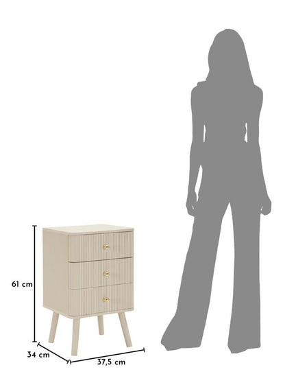 Nachtkastje Shy Bedside 3 Drawers 37,5×34×61 cm