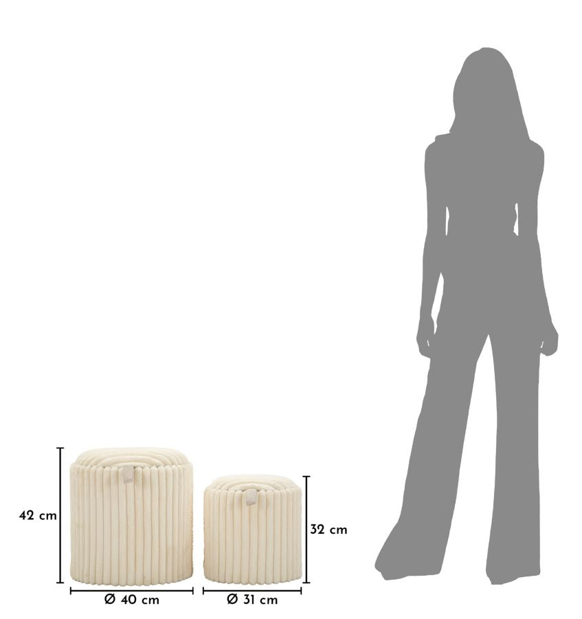 Poef Goteborg Pouf Set 2 Pcs Ø 40×42 cm