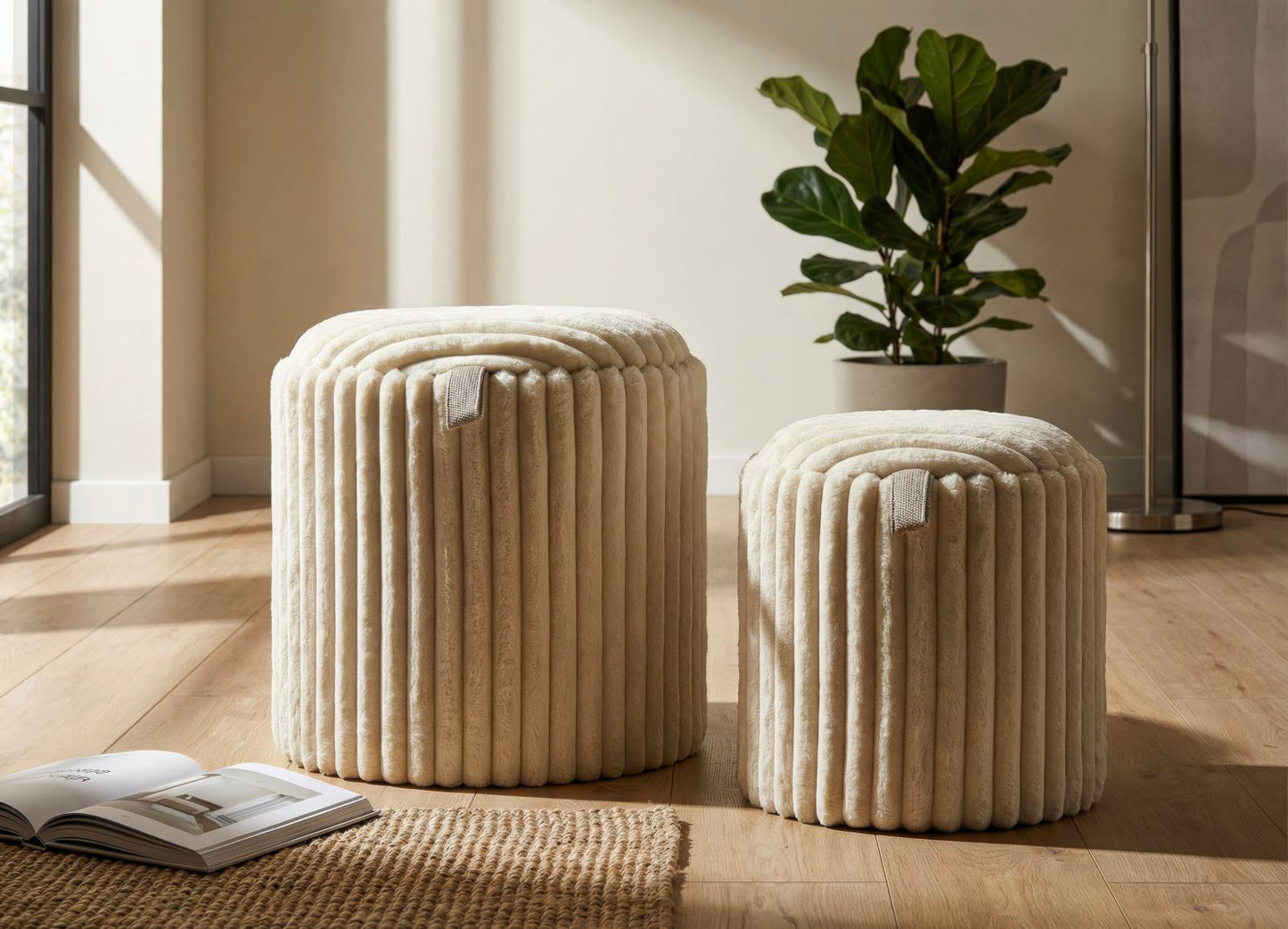 Poef Goteborg Pouf Set 2 Pcs Ø 40×42 cm