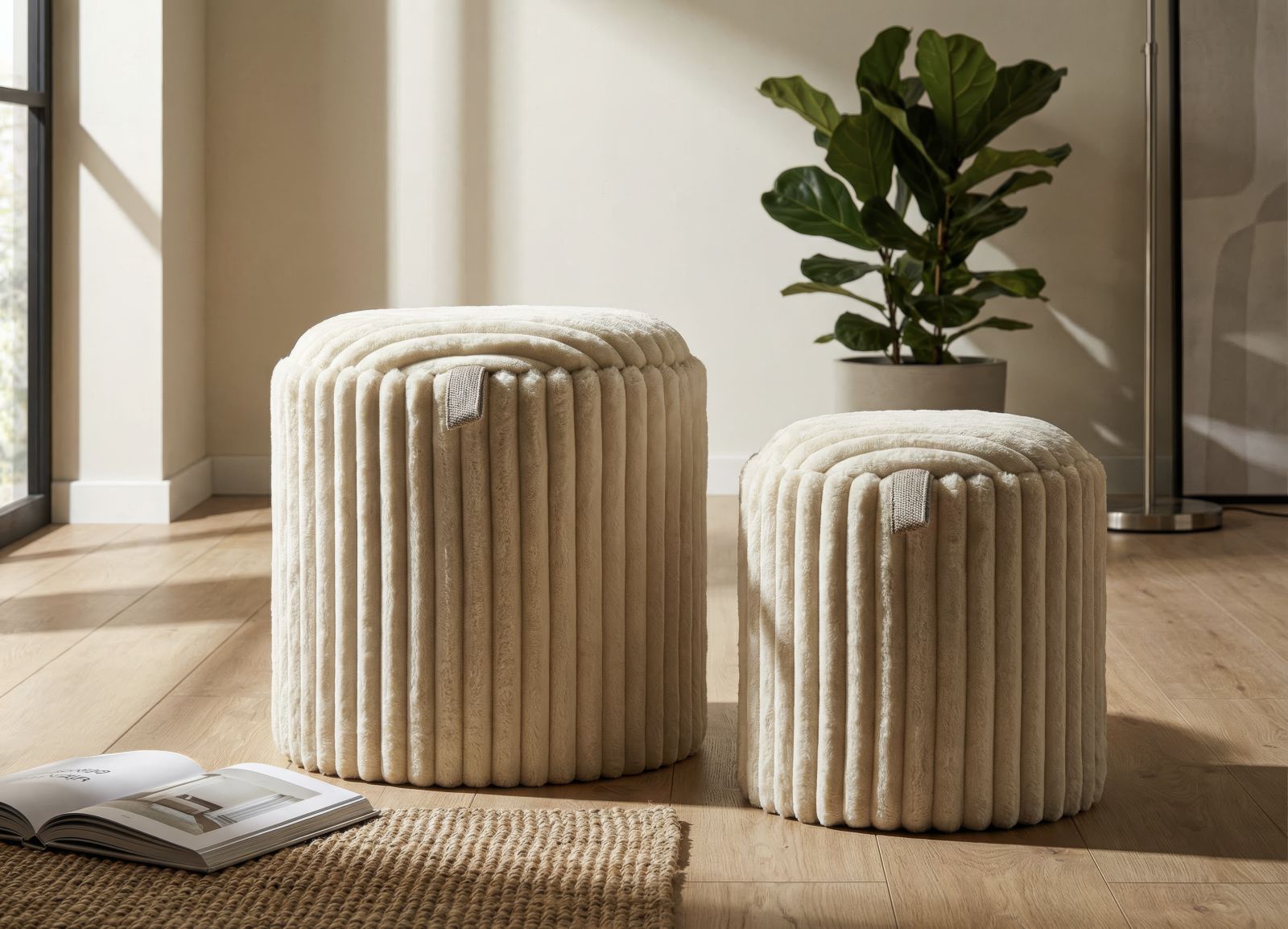 Poef Goteborg Pouf Set 2 Pcs Ø 40×42 cm