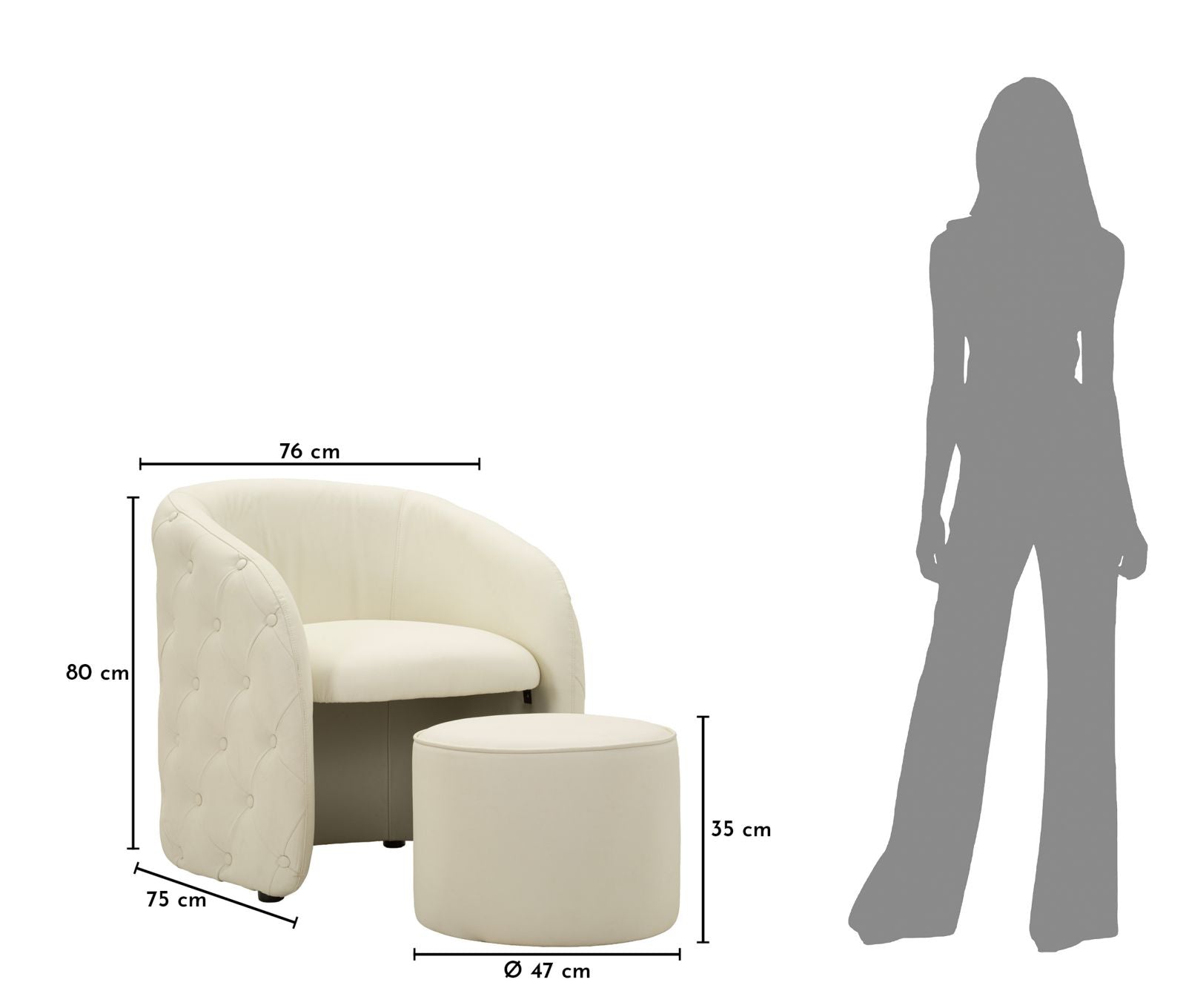 Fauteuil Zagabria Armchair With Stool 76×75×80 cm