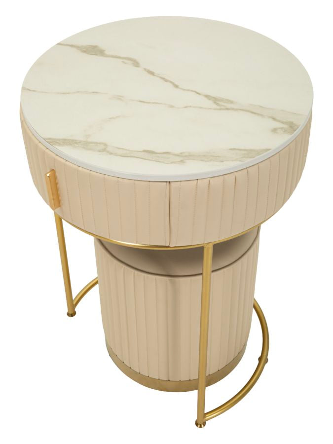 Nachtkastje Bed Side/dressing Table With Pouf Pok Ø 52×70 cm