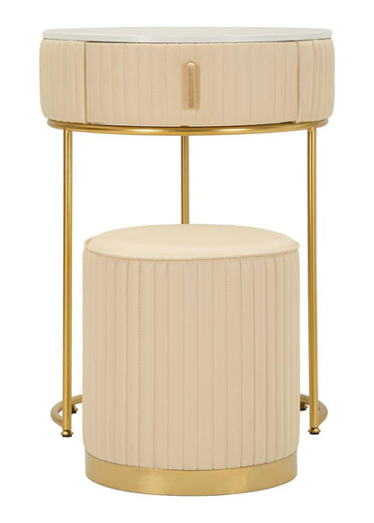 Nachtkastje Bed Side/dressing Table With Pouf Pok Ø 52×70 cm