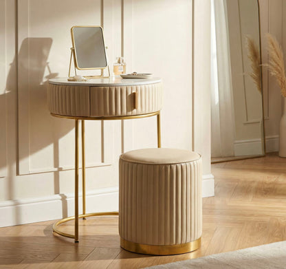 Nachtkastje Bed Side/dressing Table With Pouf Pok Ø 52×70 cm