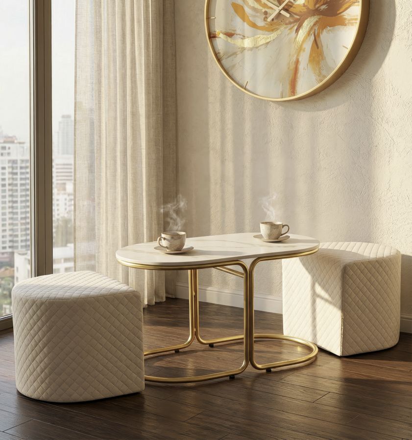Salontafel Relax Coffee Table With 2 Stool 79×45×44 cm