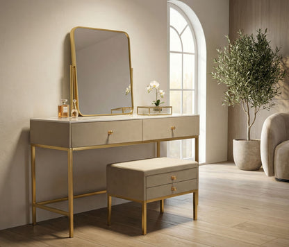 Kaptafel Luxury Dressin Table With Mirror & Stool 120×45×75 cm