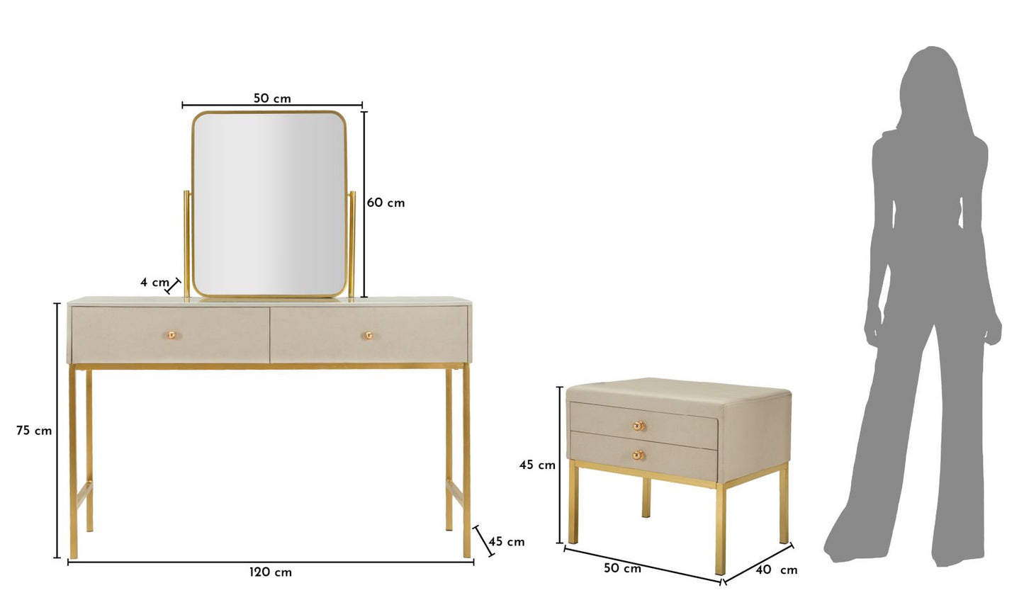 Kaptafel Luxury Dressin Table With Mirror & Stool 120×45×75 cm