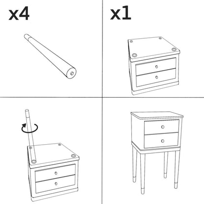 Nachtkastje Camille Bedside White 40×30×71 cm