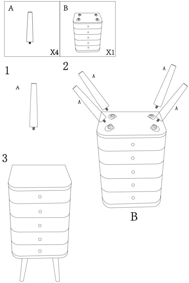 Ladekast Shy Drawers 37,5×34×89 cm
