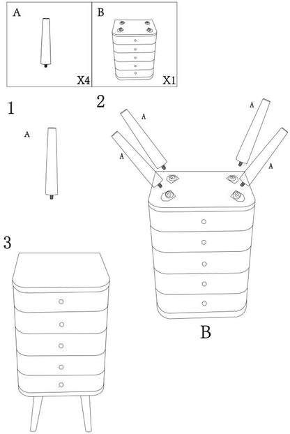 Ladekast Shy Drawers 37,5×34×89 cm