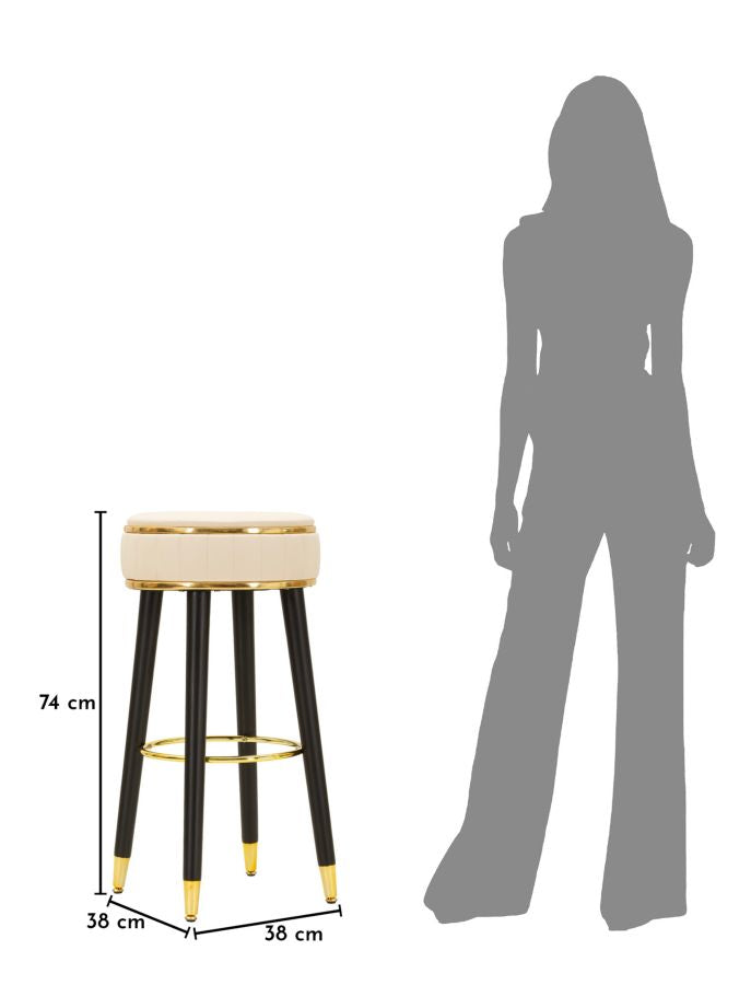 Barkruk London Bar Stool Cream Ø 38×74 cm