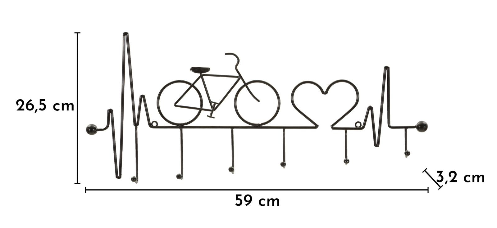 Kapstok Bicycle Wall Hanger Black Nero 59×3,2×26,5 cm