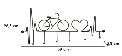 Kapstok Bicycle Wall Hanger Black Nero 59×3,2×26,5 cm